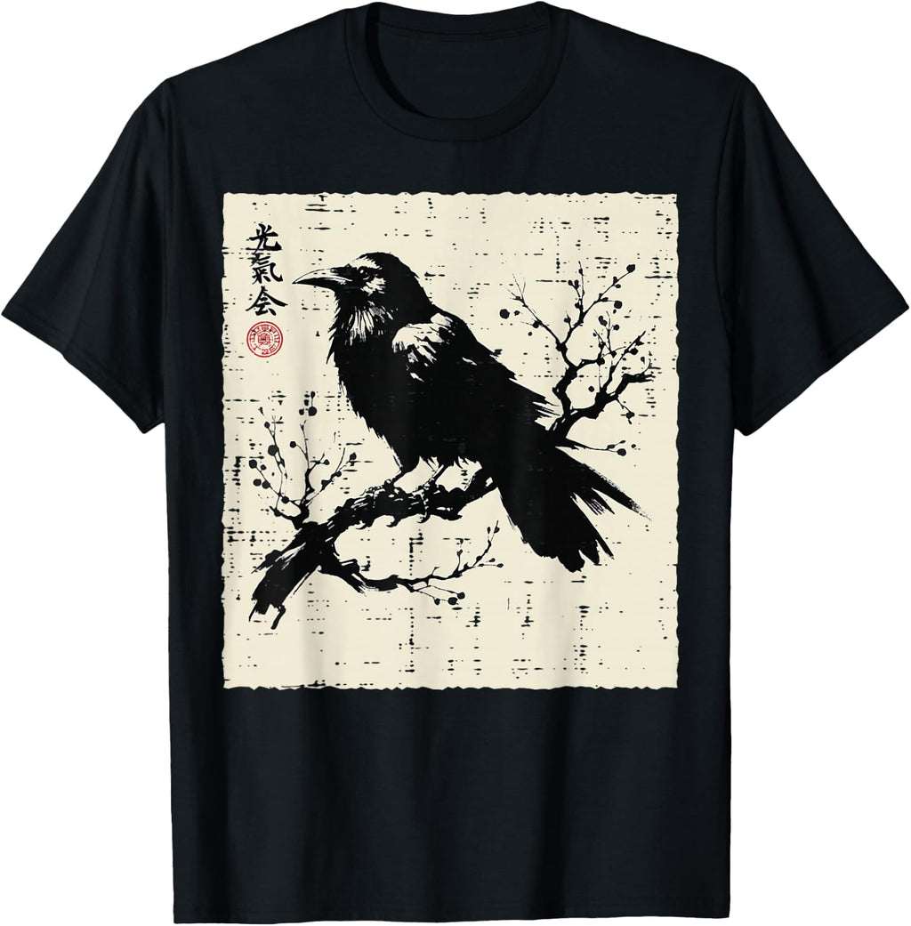Japanese Bird Black Raven Vintage Crow Art Men Women Kids product image 1
