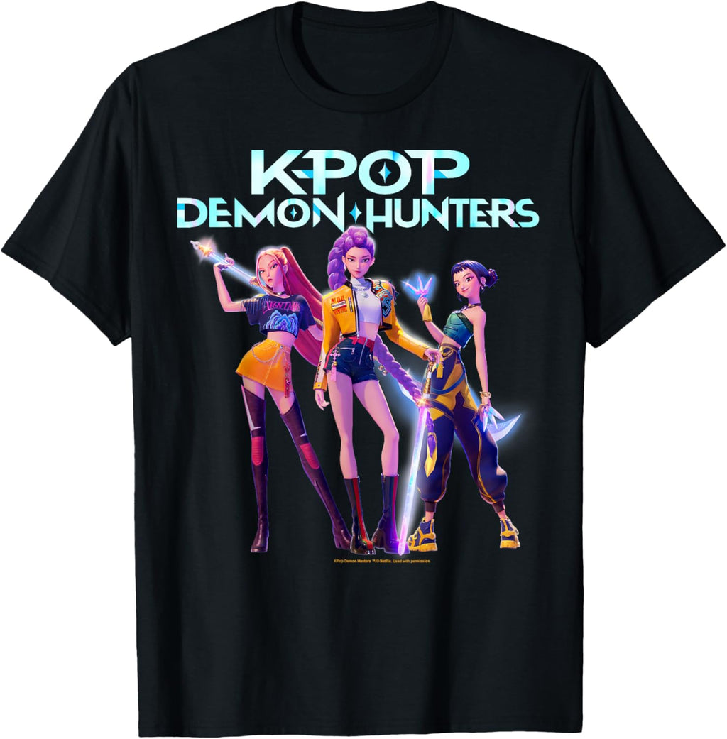 Kpop Demon Hunters Huntrix Heroic Poses Group Shot T-Shirt product image 1