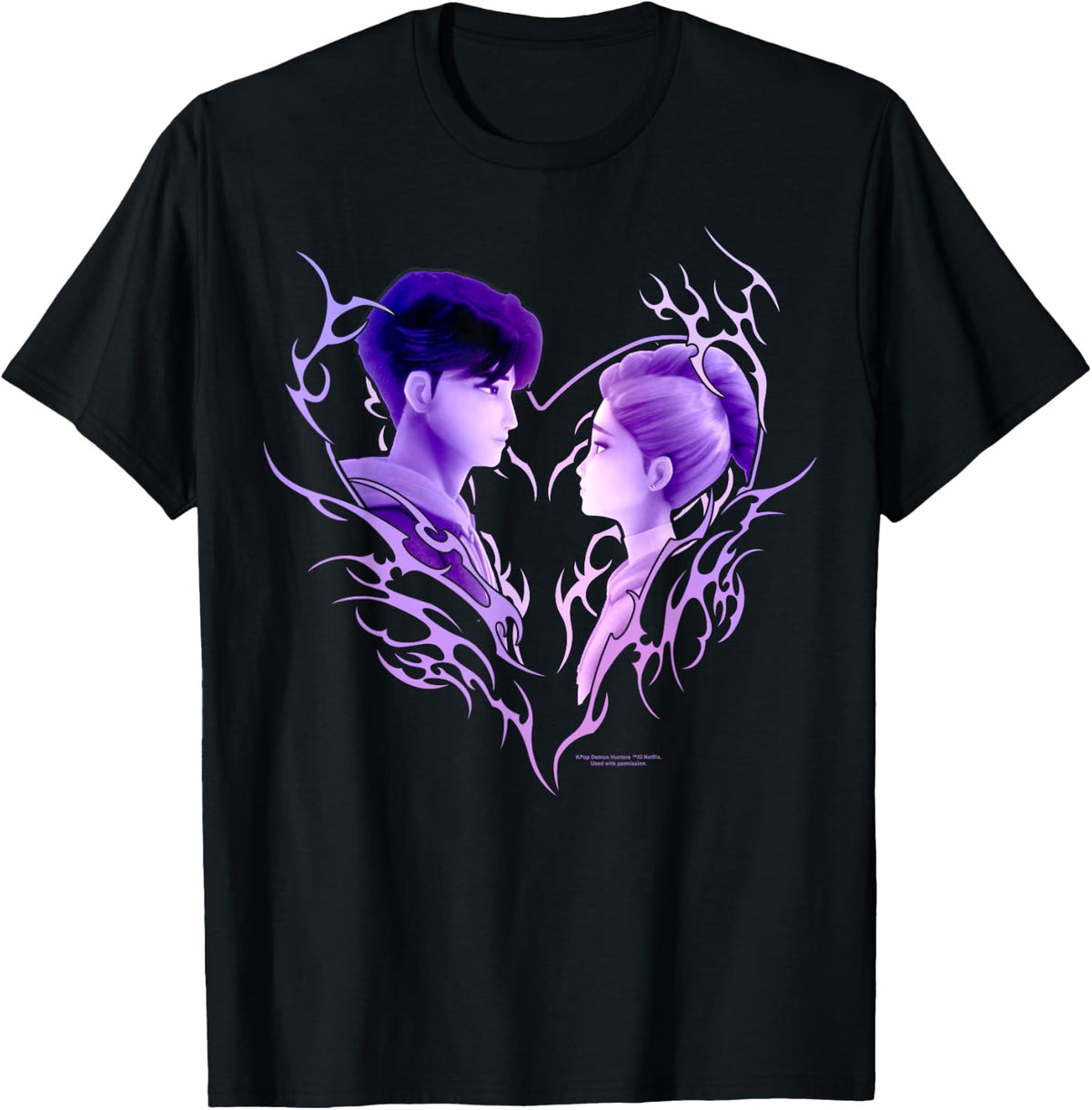 Kpop Demon Hunters Jinu & Rumi Heart Portrait T-Shirt product image 1
